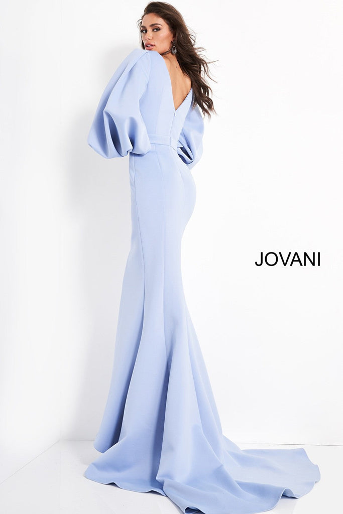 Light blue scuba Jovani evening dress 04371