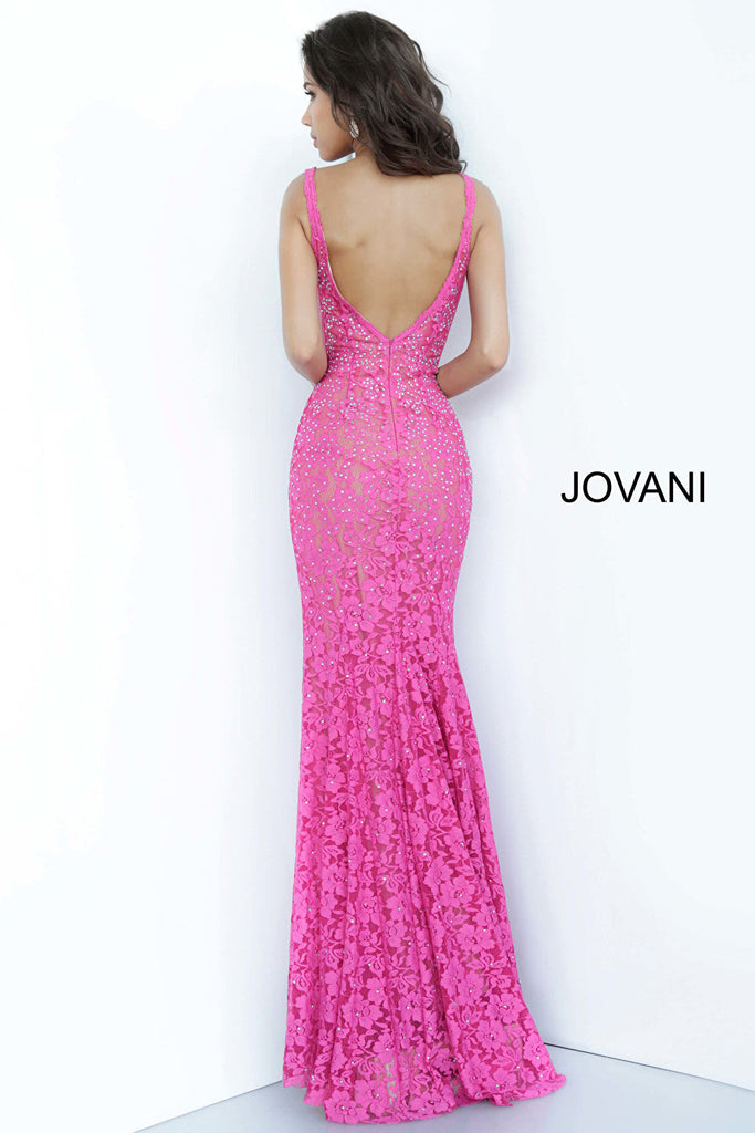 Fuchsia fitted prom dress Jovani 48994