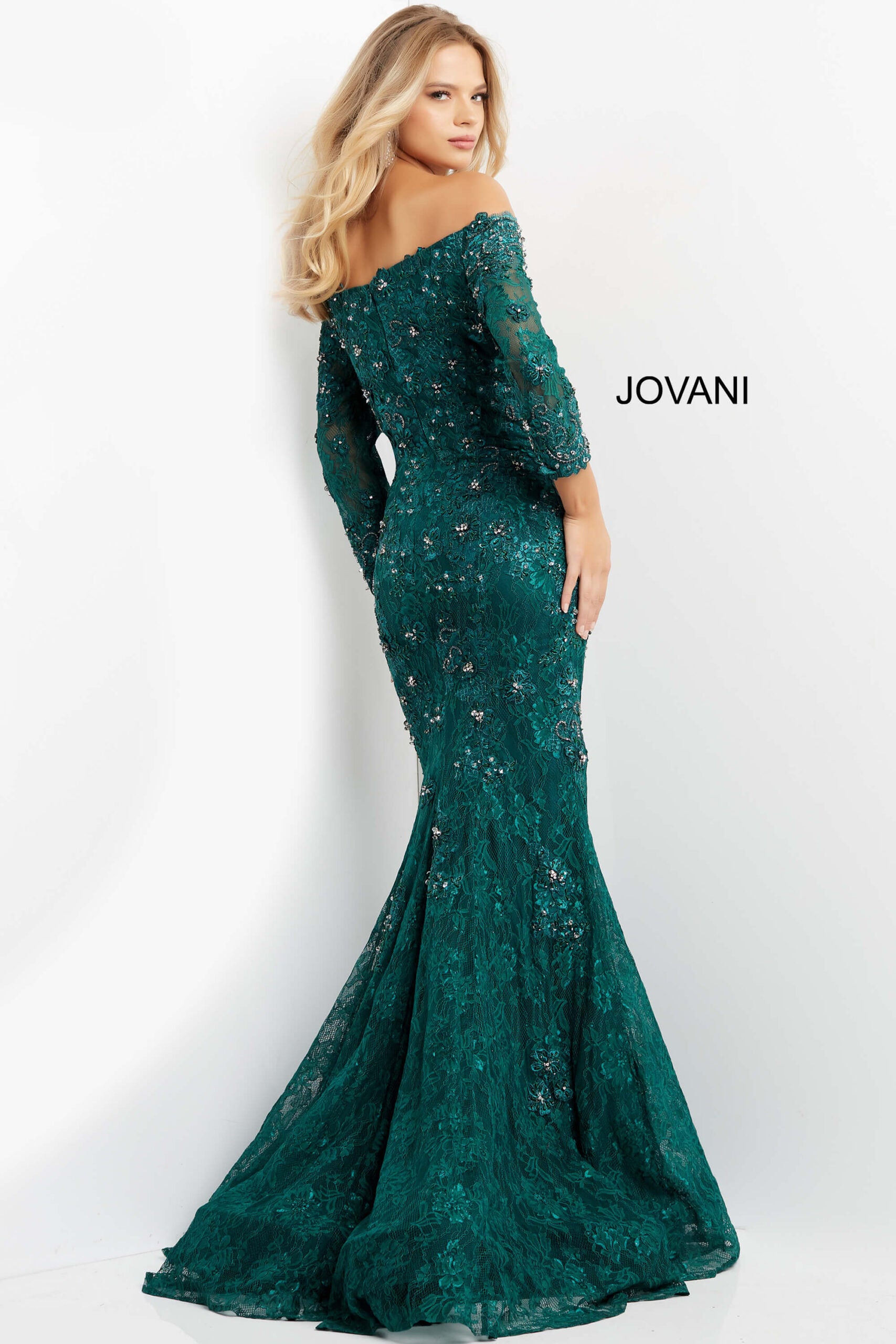 Jovani 03651 Three Quarter Sleeve Embellished Dress – Mario Pucci