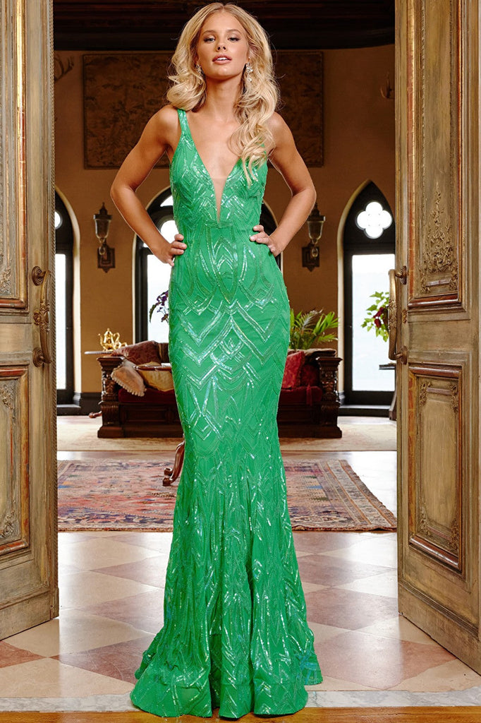 green prom dress 23027