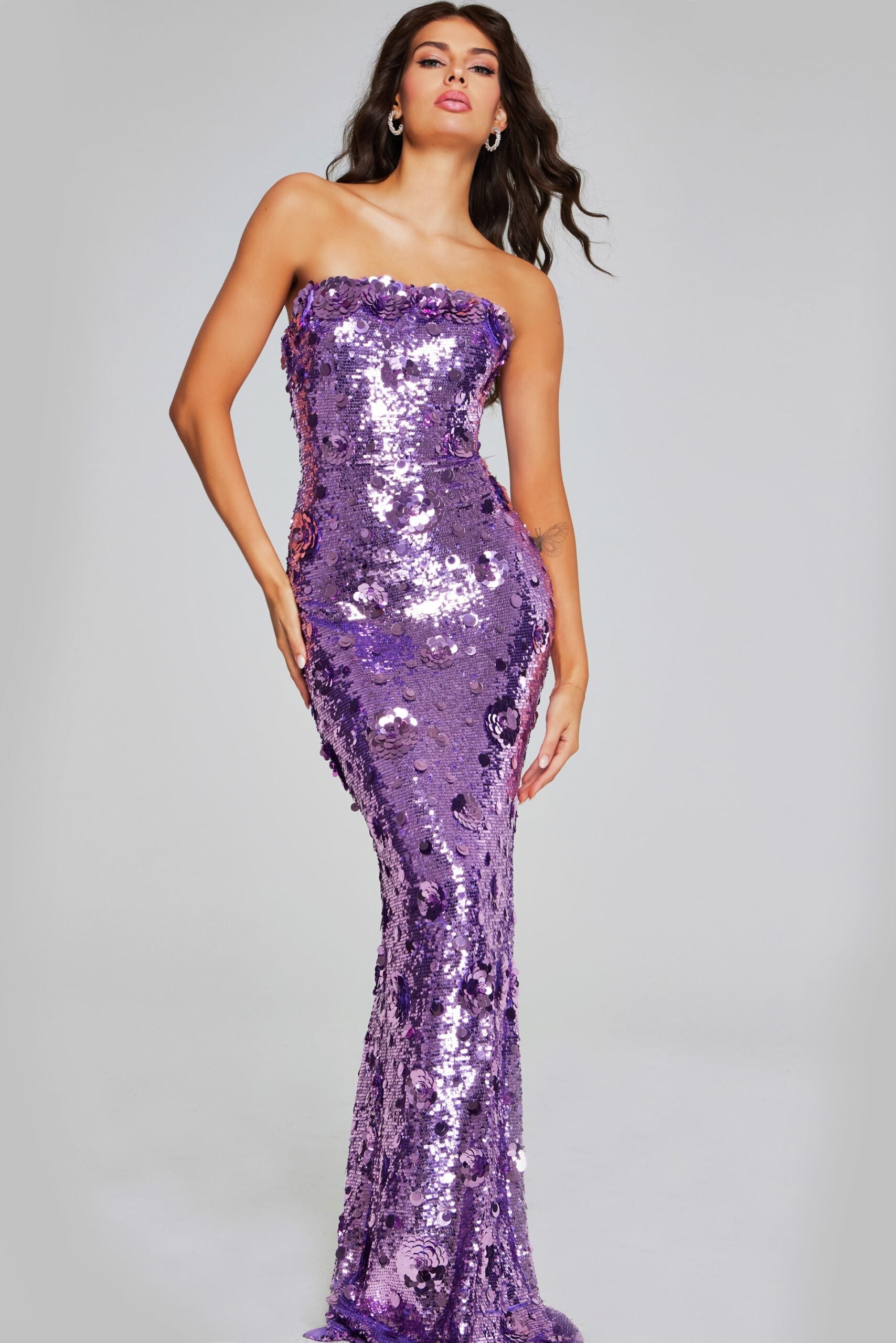 lilac sequin dress Chic Spaghetti Straps Lace Long Prom with Slit light purple sequin dress Amarra