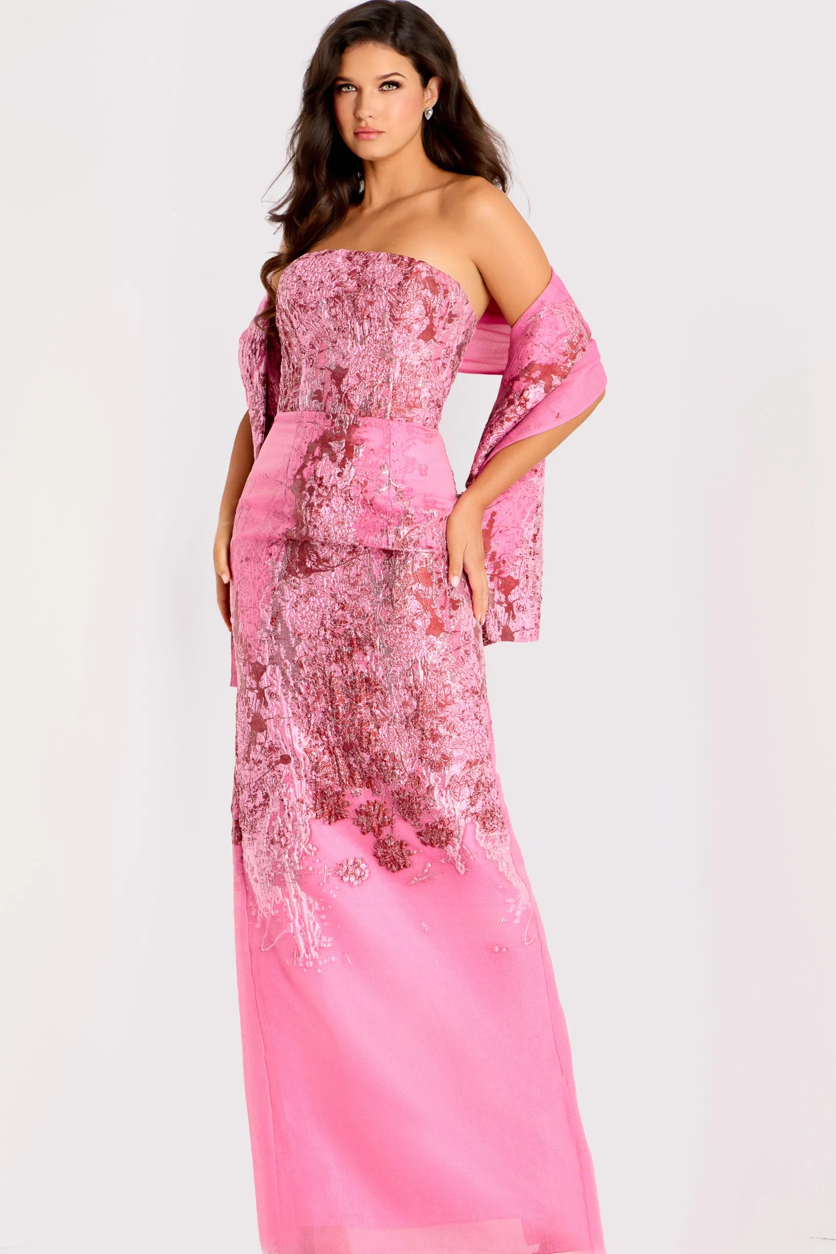 pink brocade dress Strapless Metallic Gown 46258 – Mario Pucci Crystal-Embellished Sequin Fringe Halter The meticulously crafted corset 20-30OFF-19Nov Color:Natural Multi