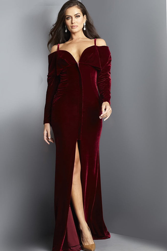 burgundy velvet dress 000350