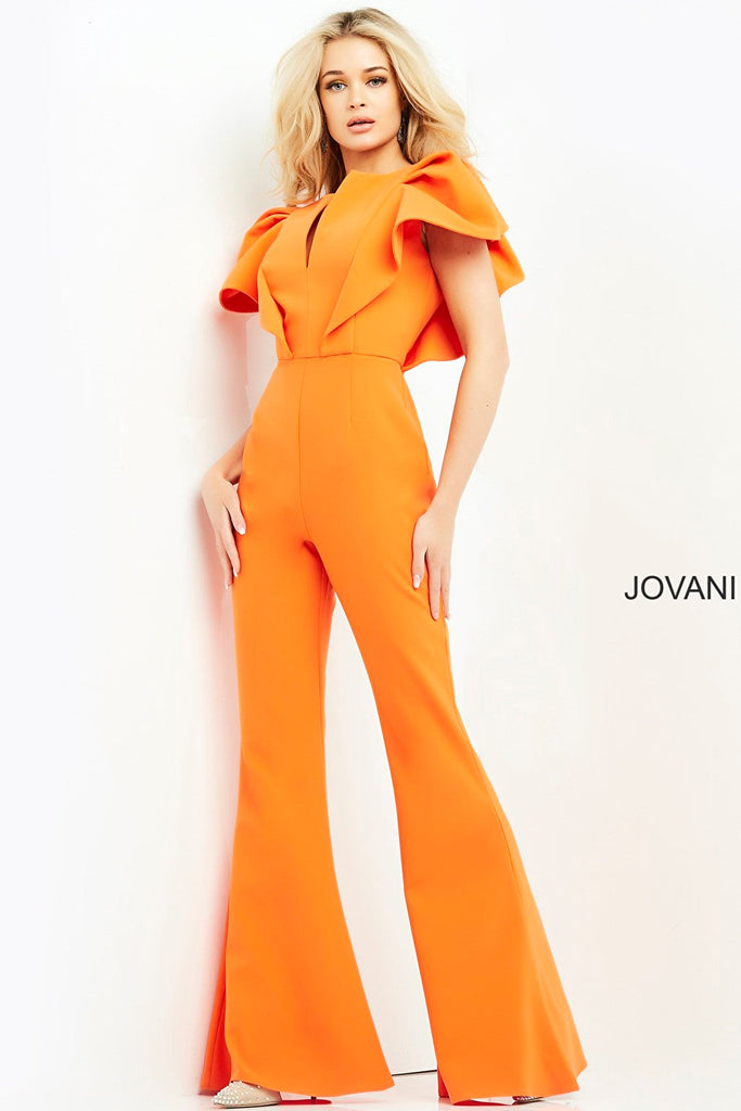 Orange crepe contemporary jumpsuit 00762