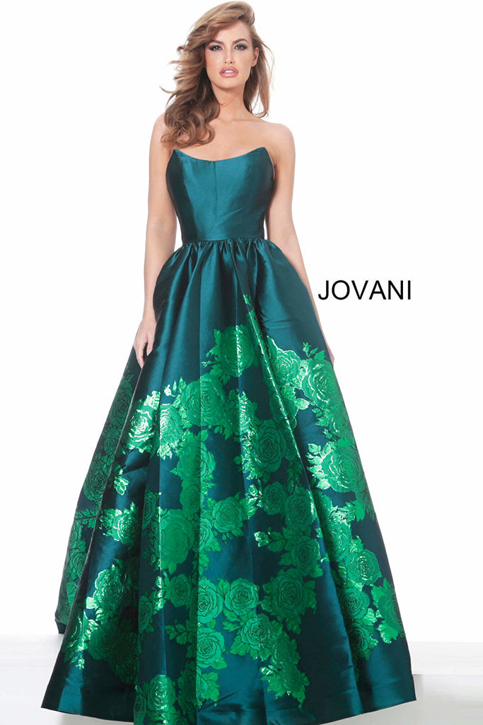 Green print skirt prom ballgown Jovani 02038