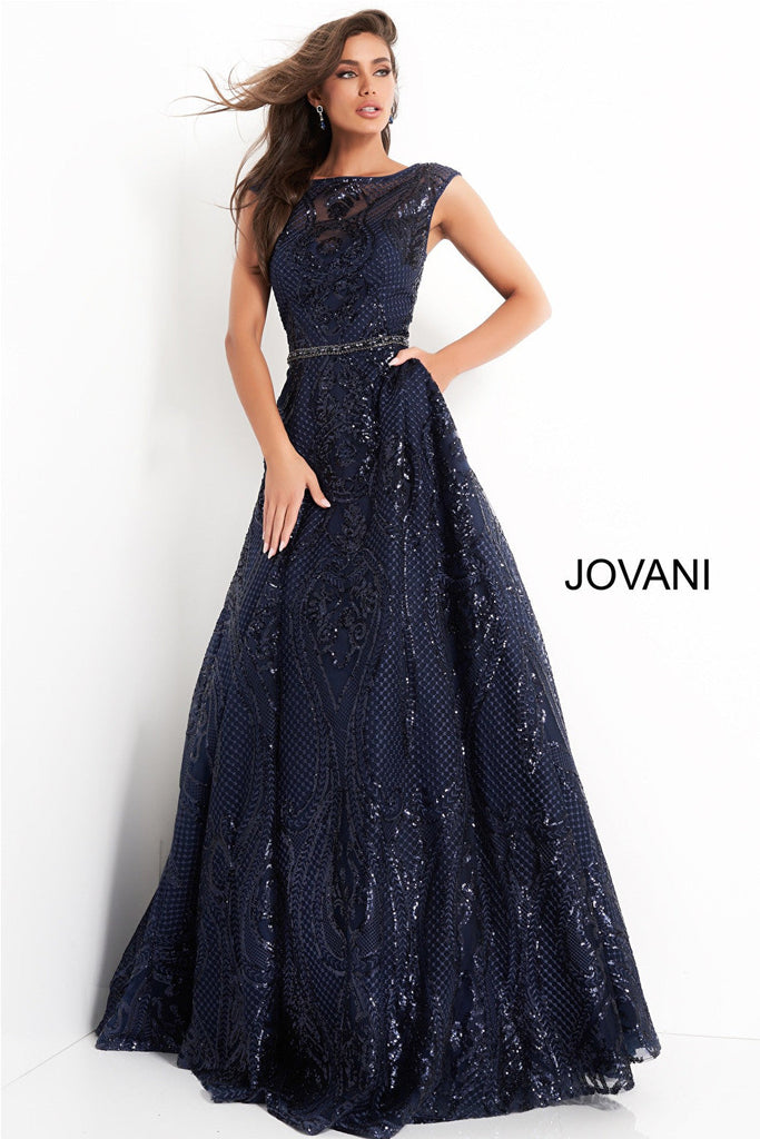 Navy mother of the bride dress with pockets Jovani 02514
