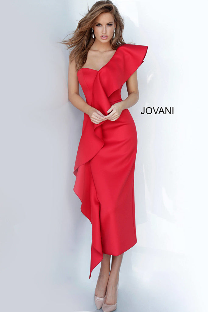 Below the knees red Jovani dress 02616