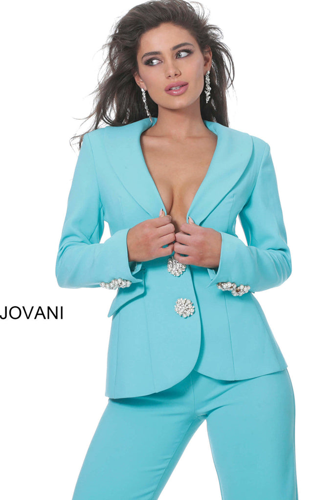 Turquoise two piece Jovani suit 02637