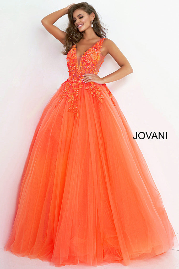 Orange tulle Jovani prom ballgown 02840