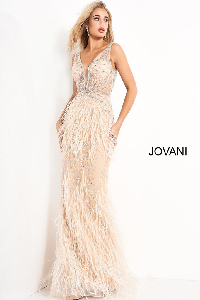 Embellished illusion bodice prom dress Jovani 03023
