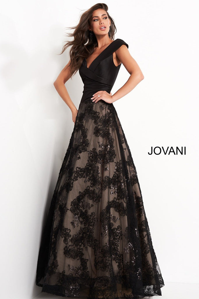 Jovani 03330 Black A line mother of the bride dress