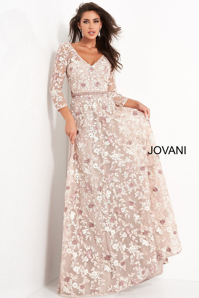 Pink embellished belt Jovani mother of the bride dress 04451