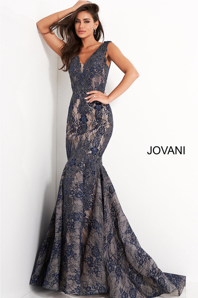 Navy mermaid Jovani evening dress 04585