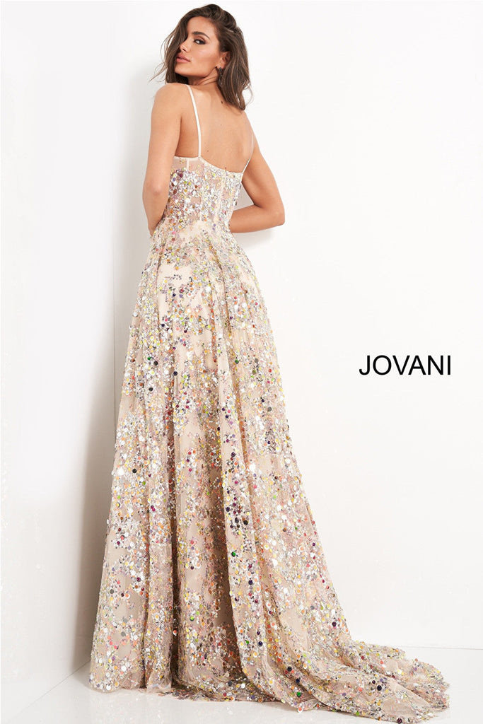 Gold maxi evening gown Jovani 041630