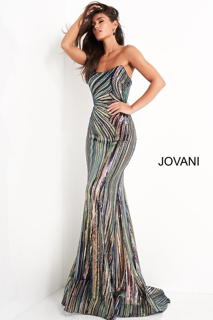 Multi color sequin embellished dress Jovani 04810