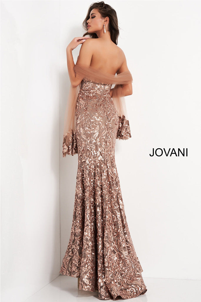 Copper sequin Jovani evening dress 05054