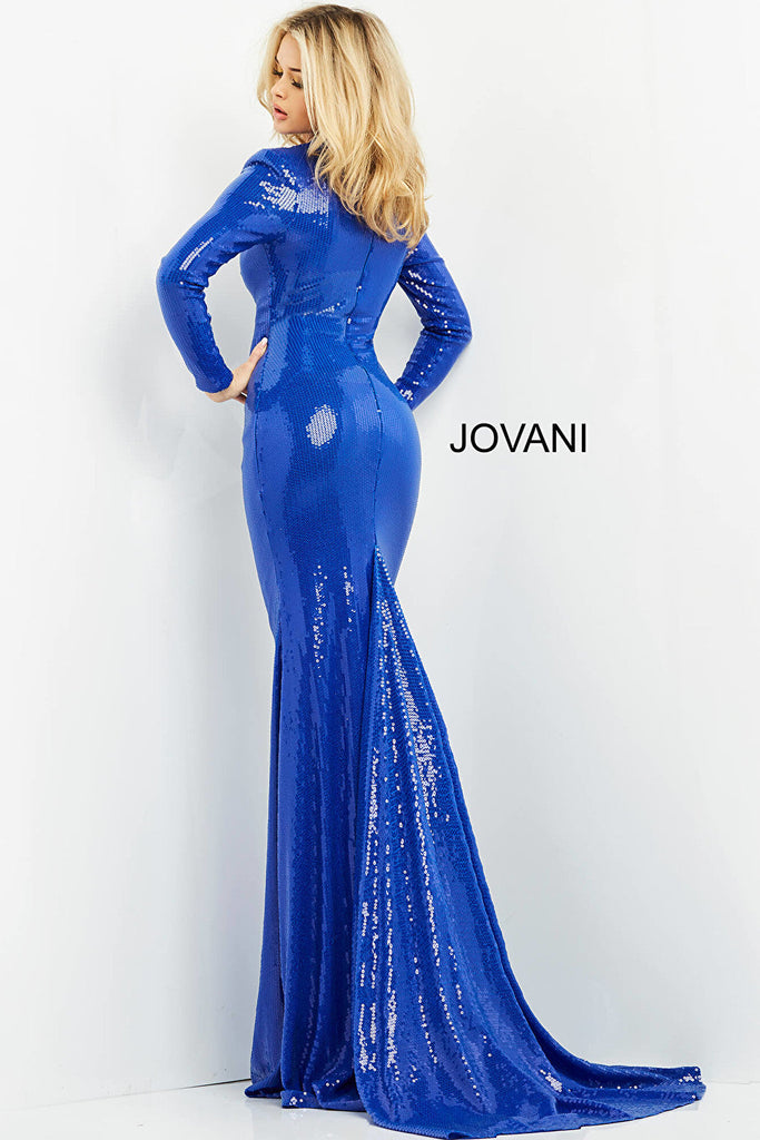 Royal fitted sequin prom dress Jovani 06214