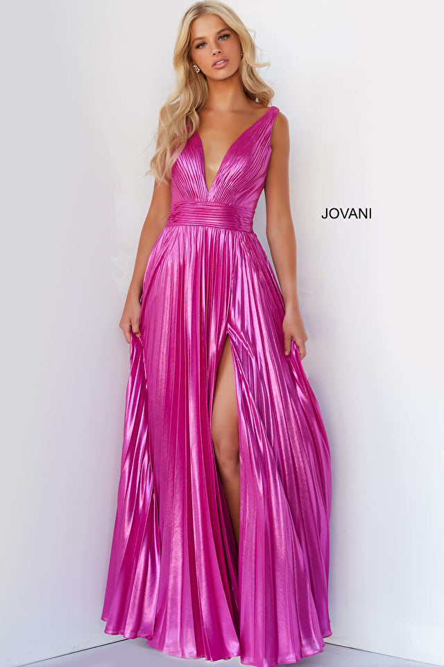 Jovani 06220 Hot Pink Pleated Maxi Prom Dress 2022 Mario Pucci Jovani 06220 Hot Pink Pleated Maxi Prom Dress 2022 Mario Pucci