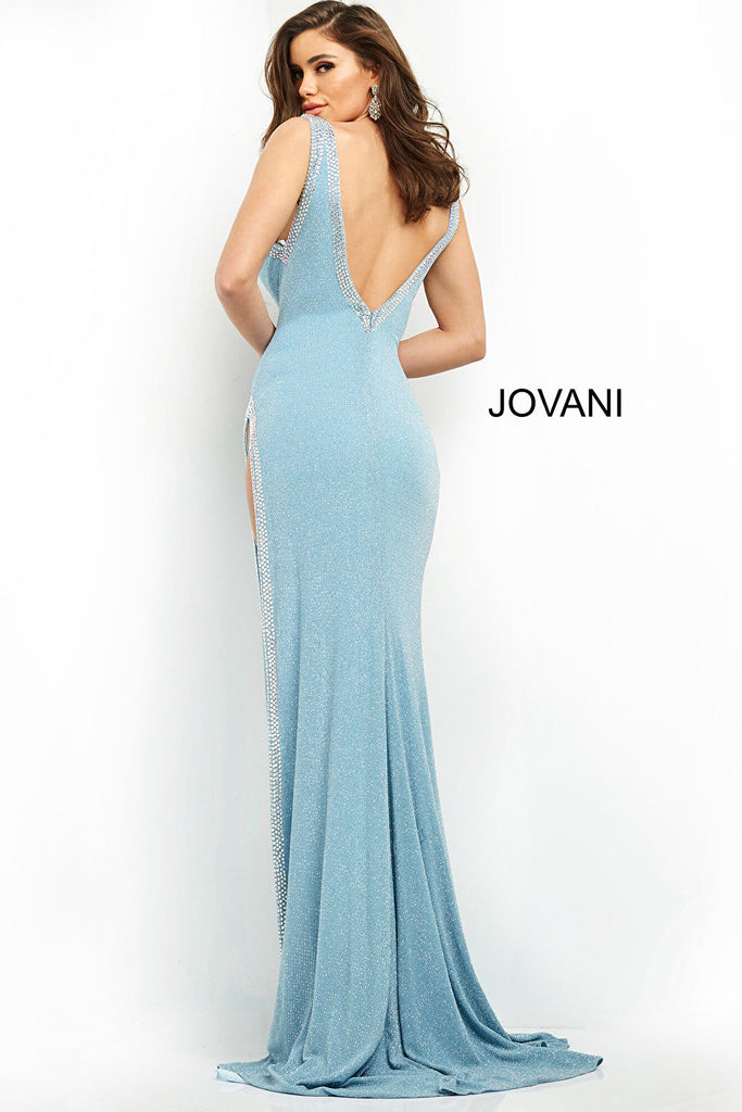 Light blue open back dress Jovani 06276