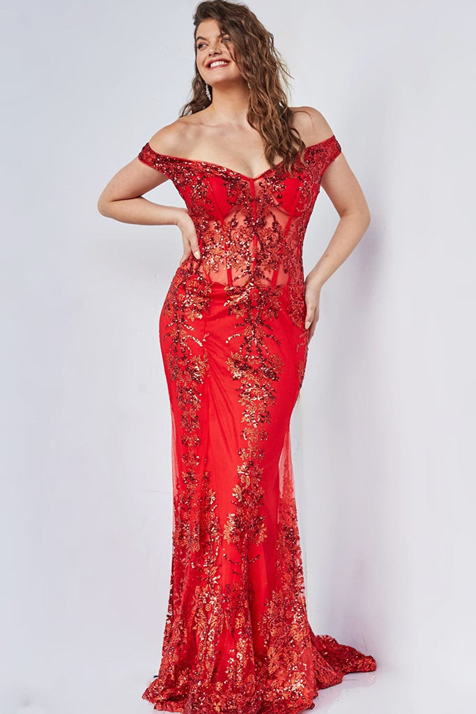 red plus size dress 06369 