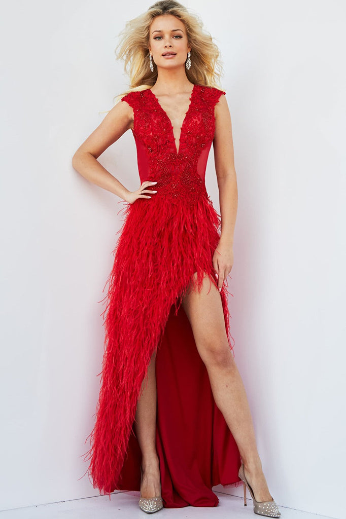 long dress with feather 06446