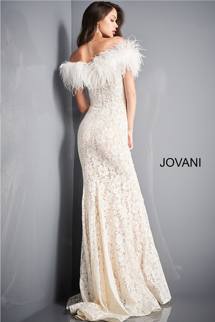 Ivory lace sheath prom dress 06451