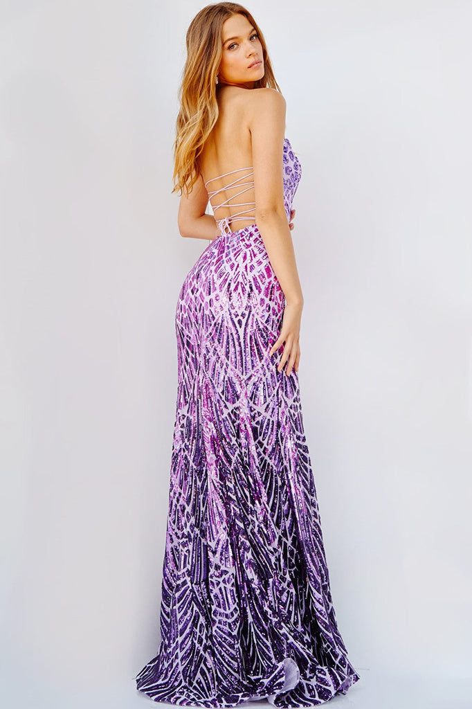 Lilac backless dress 06459