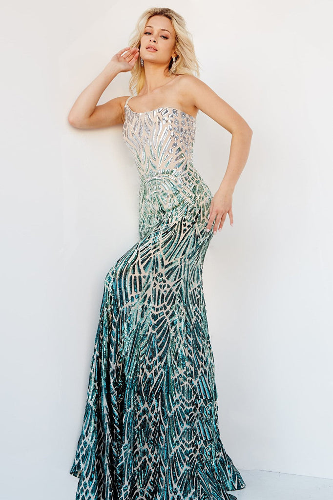 silver green beaded dress 06469