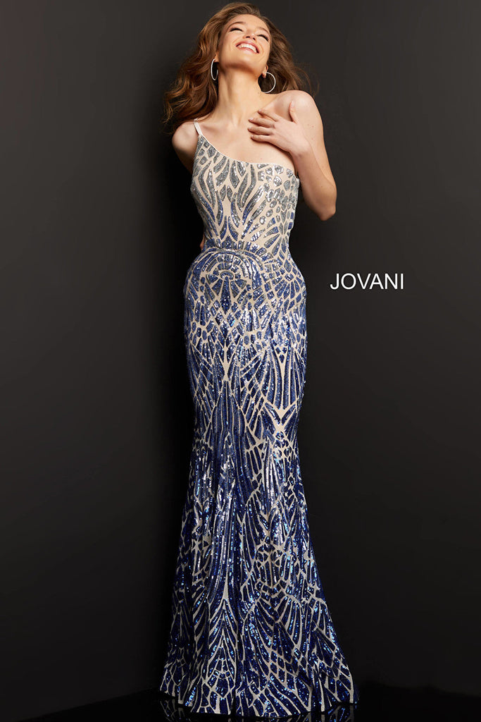 Jovani 06469 beaded royal dress