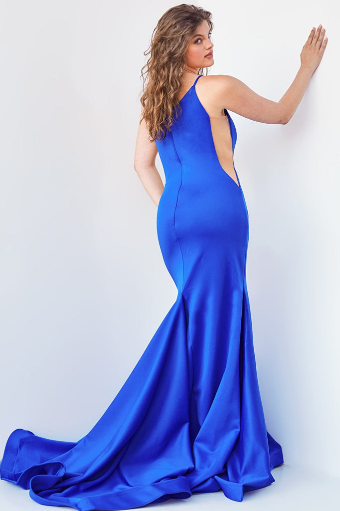 blue prom dress with long train 06763