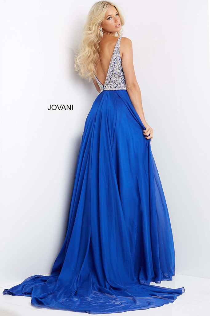 Royal prom dress with train Jovani 07136