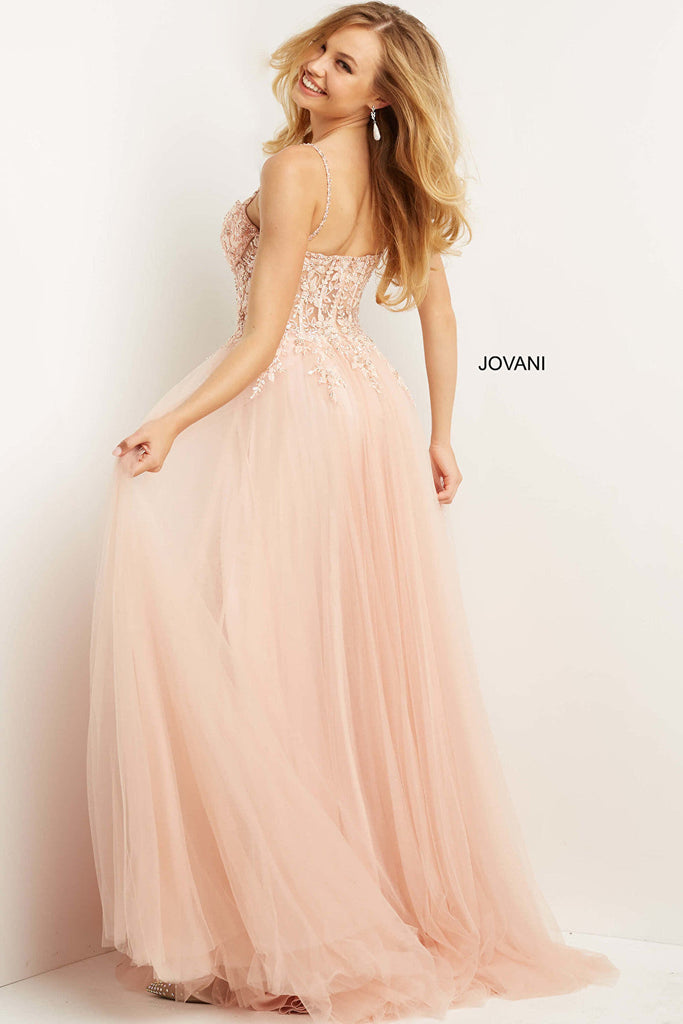 Blush flowy skirt Prom gown 07259