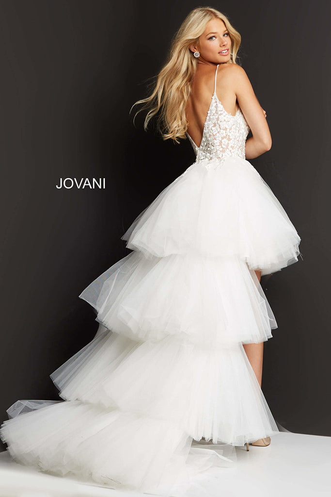 White high low skirt Jovani prom dress 07263