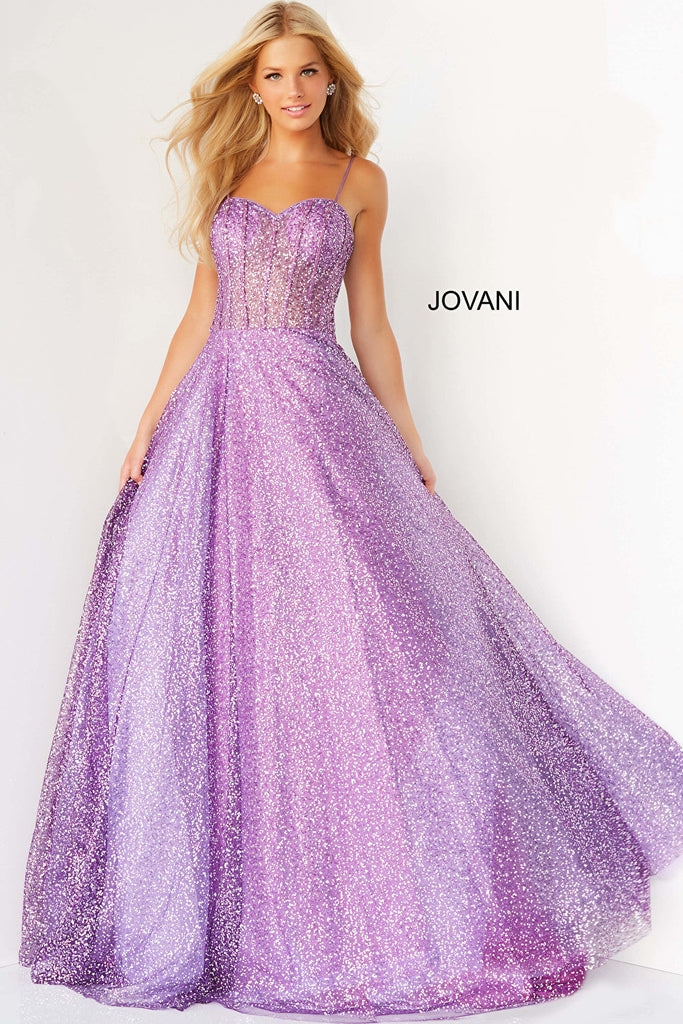 Purple A line prom dress 07423