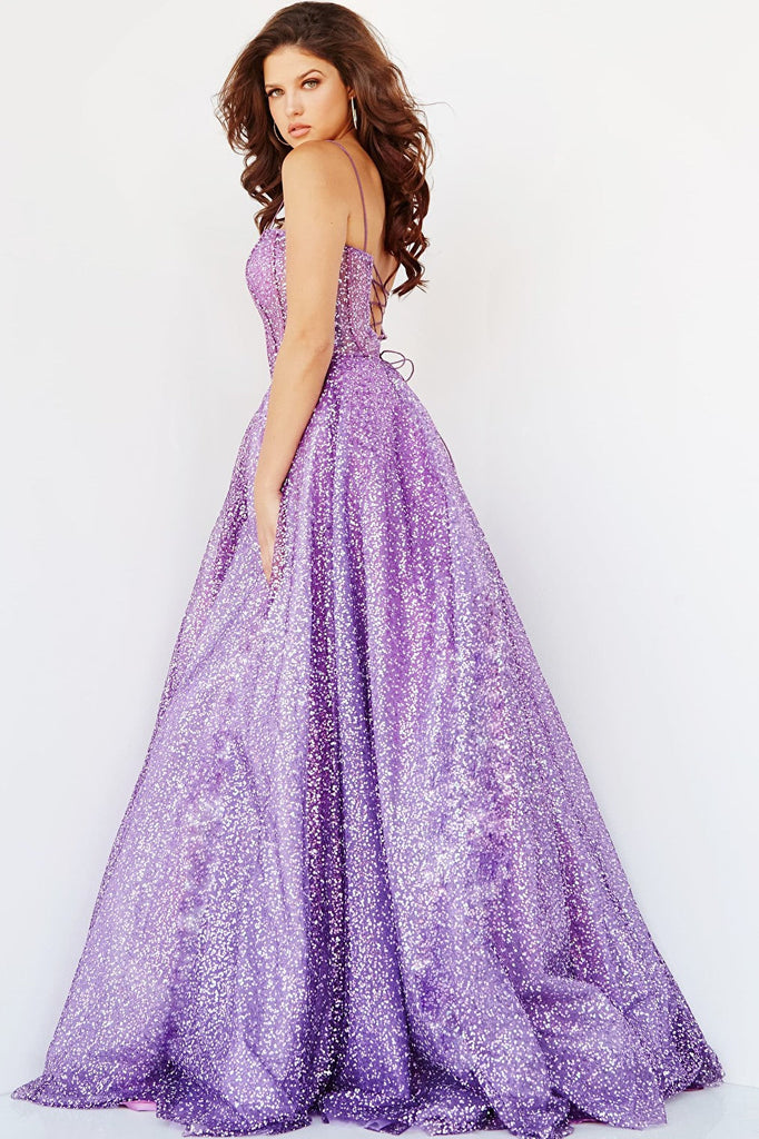 purple strapless dress 07423