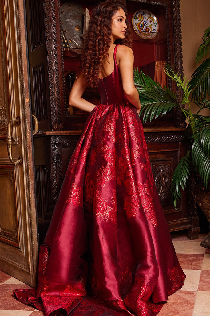 red square neck prom dress 07441