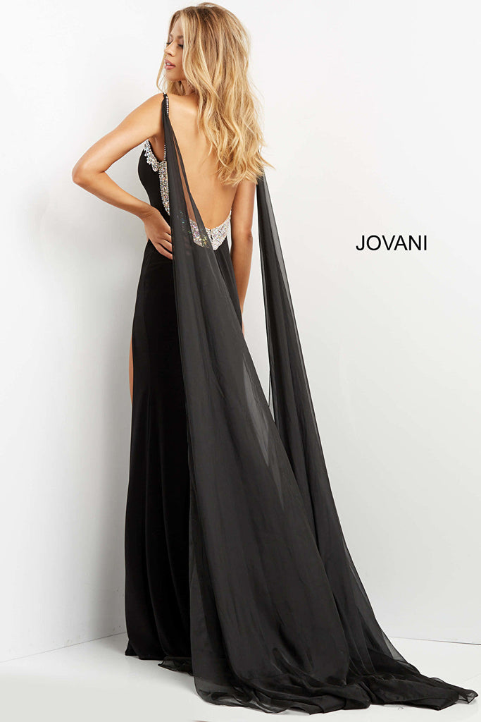 Low back black jersey dfress Jovani 08022