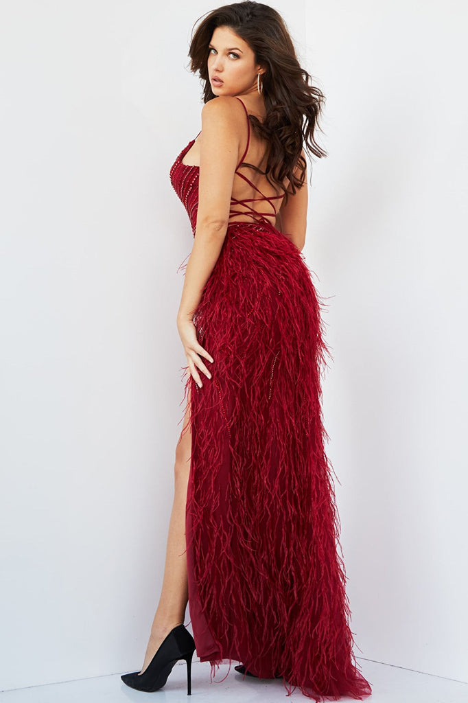 backless burgundy prom dress 08060