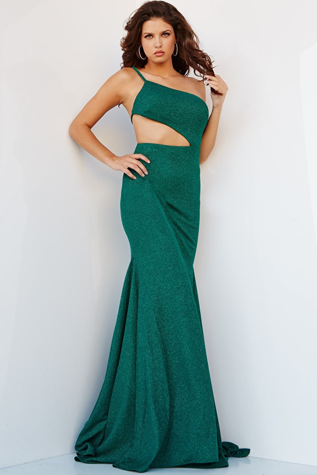 jovani green one shoulder dress Classic Green One-Shoulder Mermaid Dress 40301