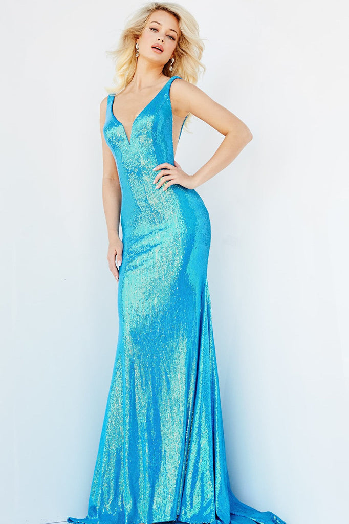 blue fitted dress 09113