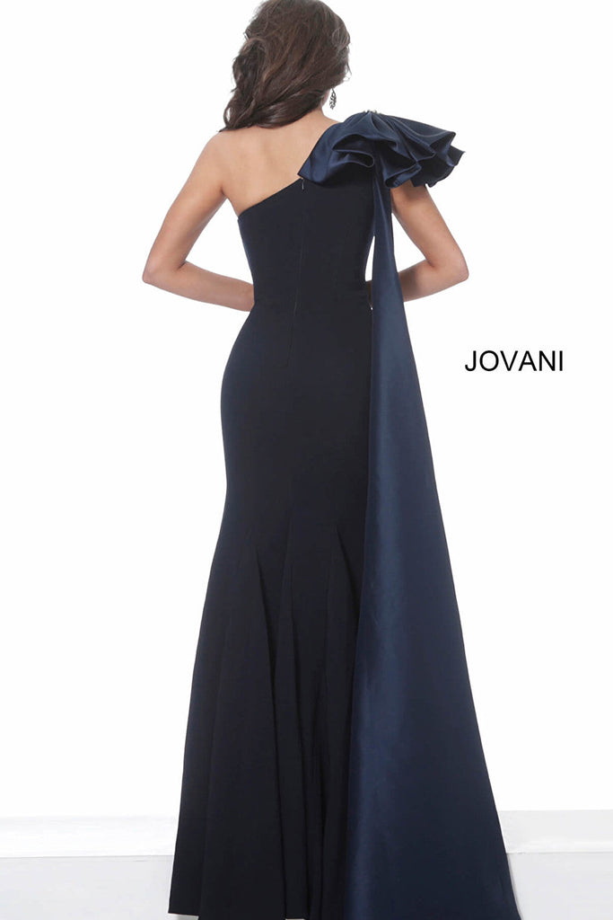 Navy evening gown 1008 back view