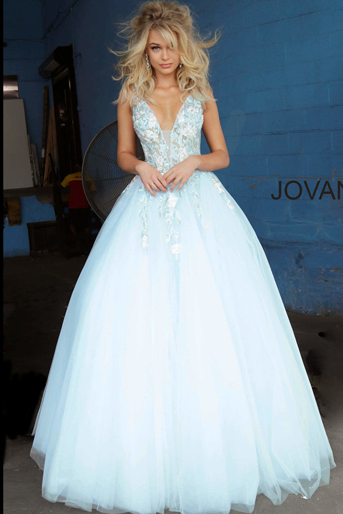 Light blue Floral prom ballgown Jovani 11092