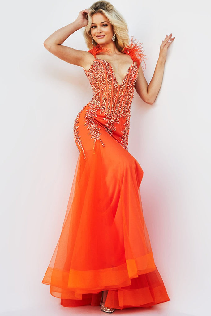 orange mermaid dress 22540