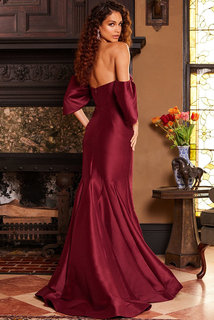 burgundy long dress 23398