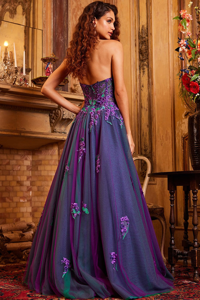 floral embroidery evening dress 23578