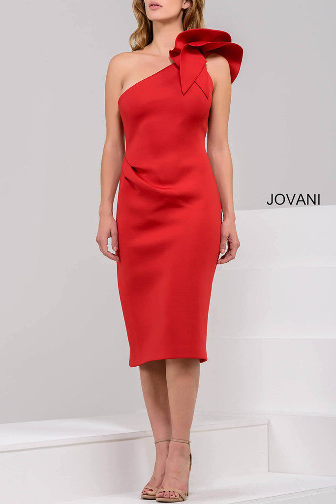 Jovani red scuba bodycon cocktail dress 23886