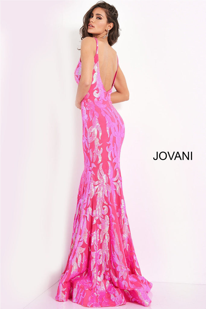 backless hot pink prom dress 1012