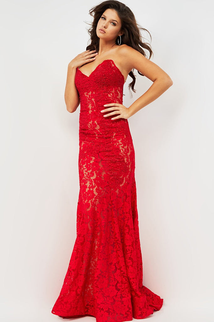 red fitted dress 37334