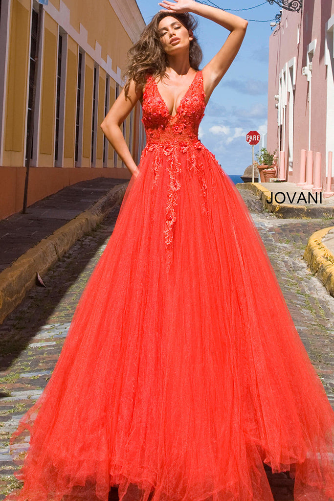 Red prom ballgown Jovani 55634
