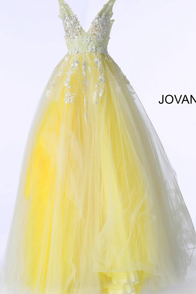 off white yellow prom ballgown 55634